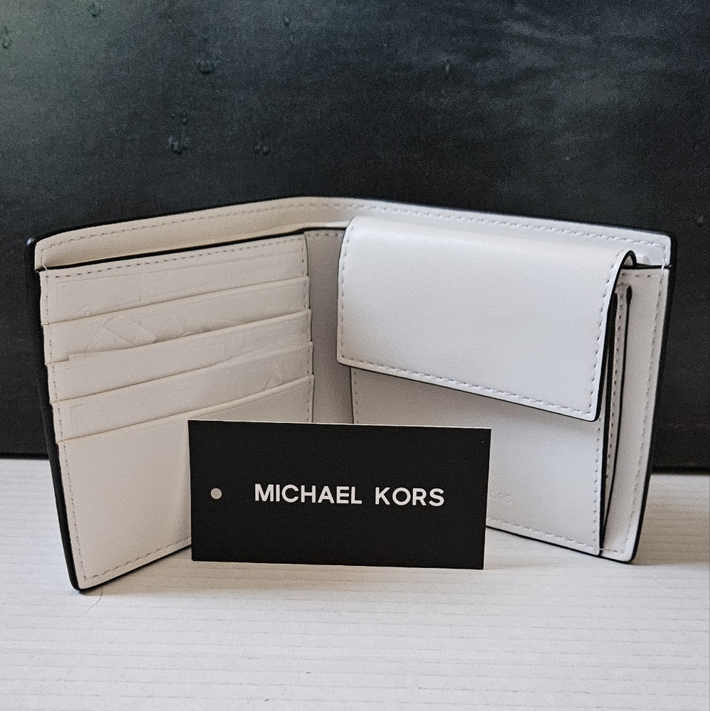 Michael Kors White Cooper Pebble Leather Bifold Wallet with Coin Pouch NWT - Picture 6 of 14